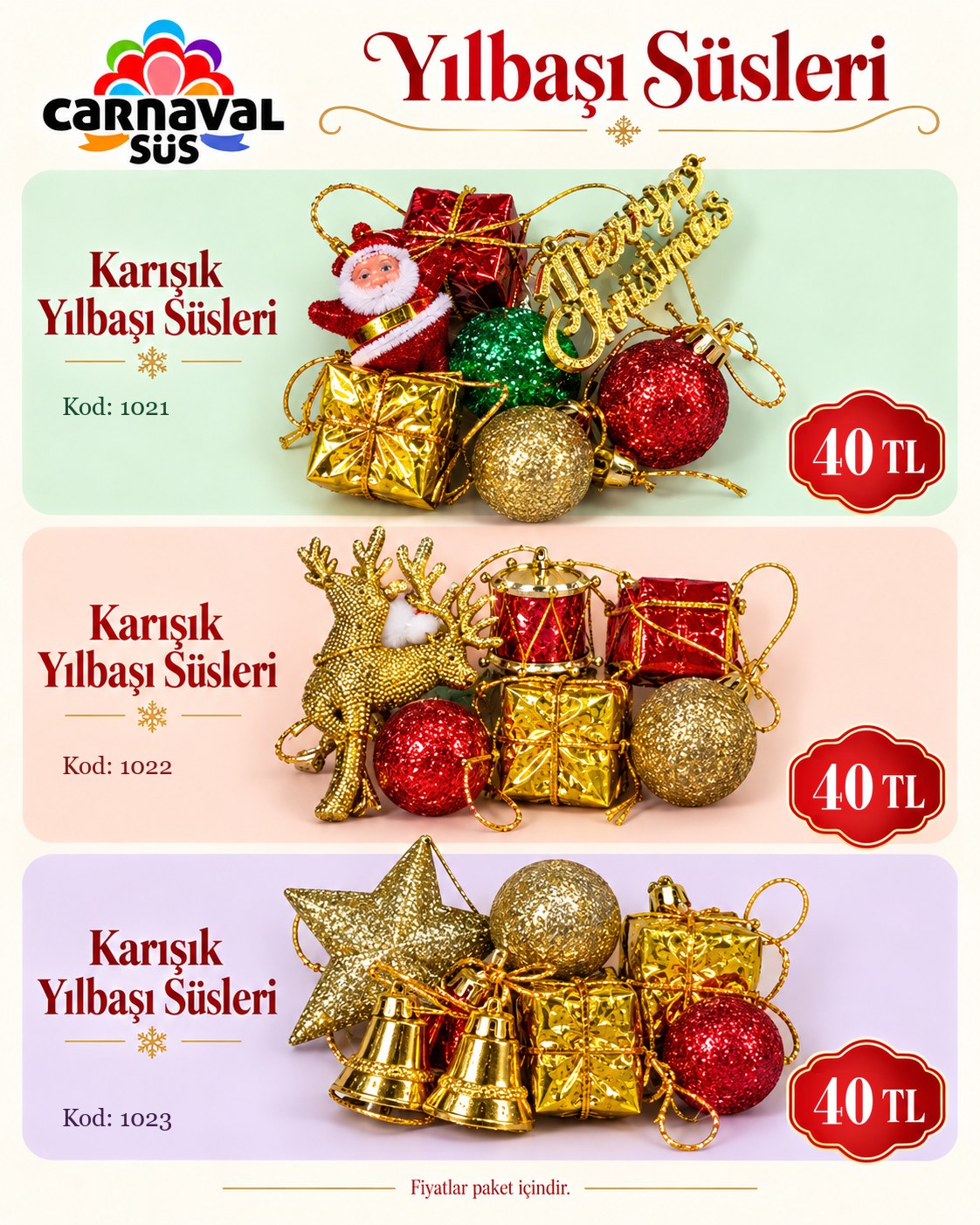 NOEL POŞET SÜSLER | Kod: 1021 | 40 TL, NOEL POŞET SÜSLER | Kod: 1022 | 40 TL, NOEL POŞET SÜSLER | Kod: 1023 | 40 TL