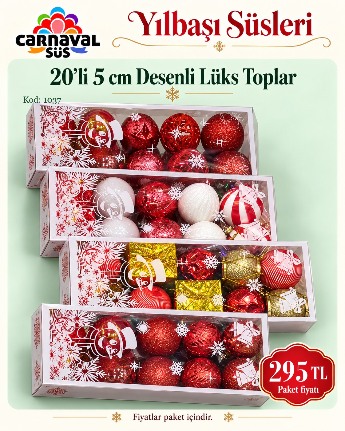CİCİ 20 Lİ 5 CM DESENLİ LÜX TOPLAR | Kod: 1037 | 295 TL
