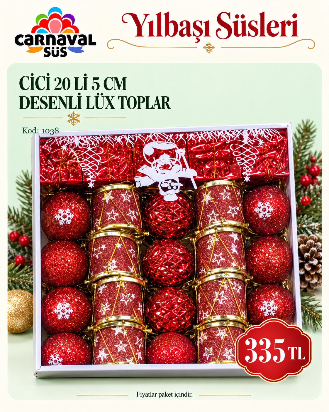 CİCİ 20 Lİ 5 CM DESENLİ LÜX TOPLAR | Kod: 1038 | 335 TL