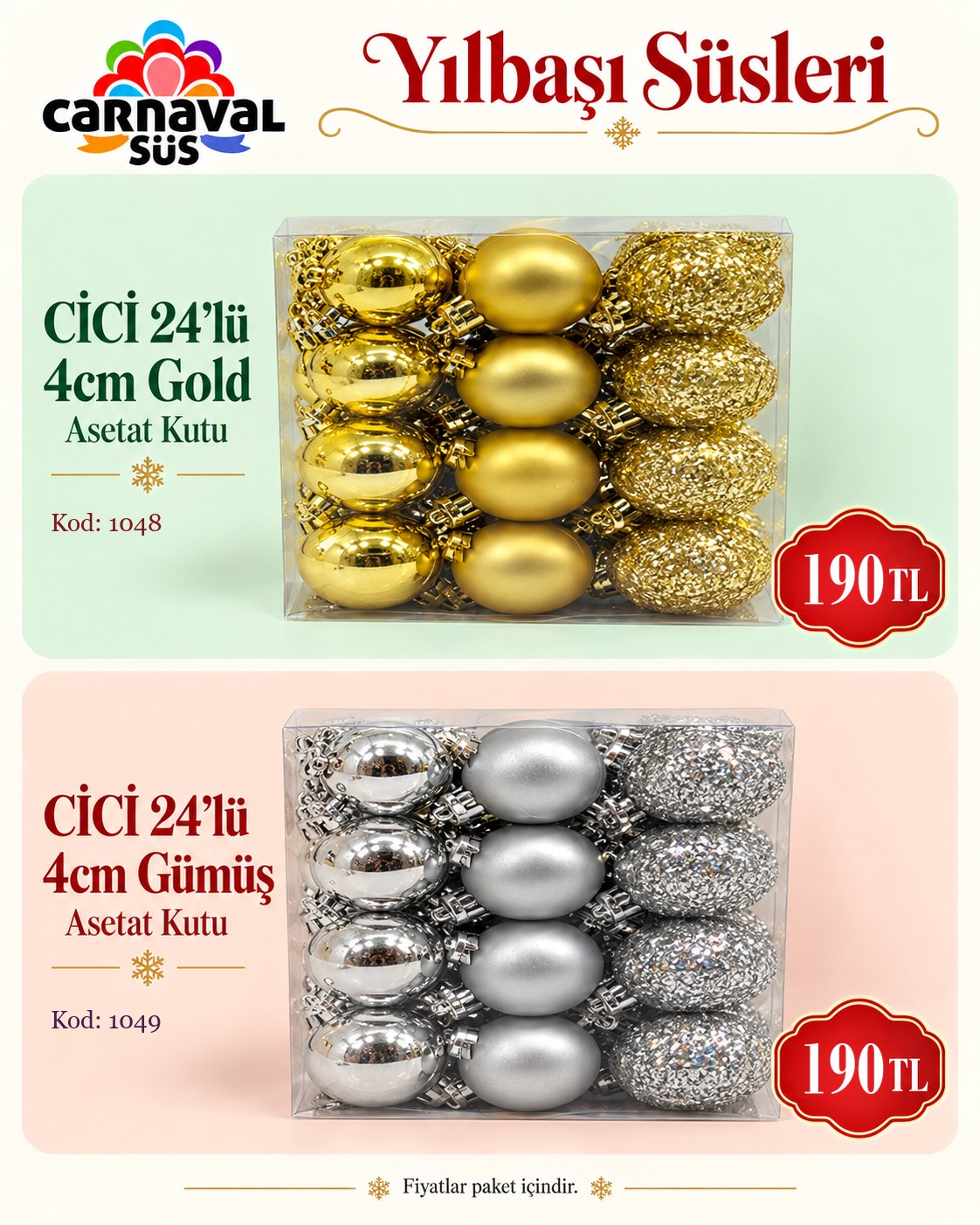 CİCİ 24 LÜ 4cm GOLD ASETAT KUTU | Kod: 1048 | 190 TL, CİCİ 24 LÜ 4cm GÜMÜŞ ASETAT KUTU | Kod: 1049 | 190 TL