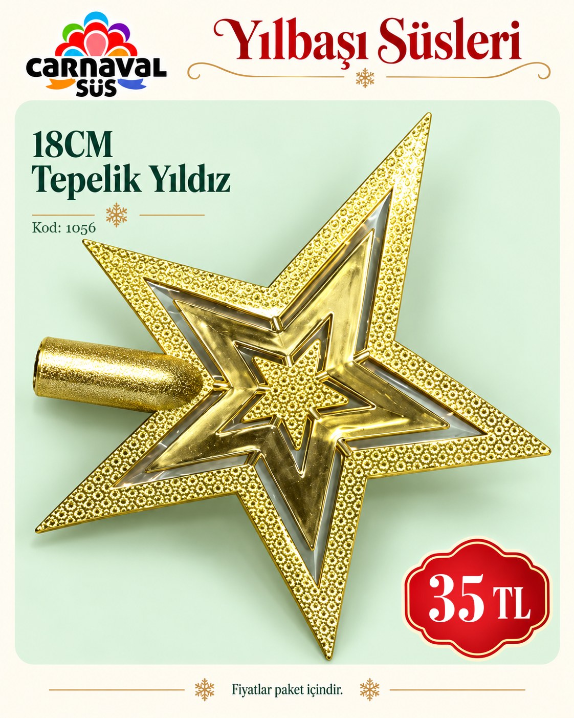 18CM TEPELİK YILDIZ | Kod: 1056 | 35 TL