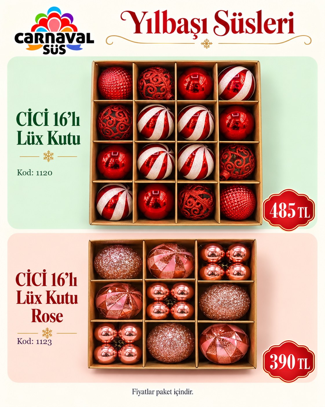 CİCİ 16 LI LÜX KUTU | Kod: 1120 | 485 TL, CİCİ 16 LI LÜX KUTU ROSE | Kod: 1123 | 390 TL
