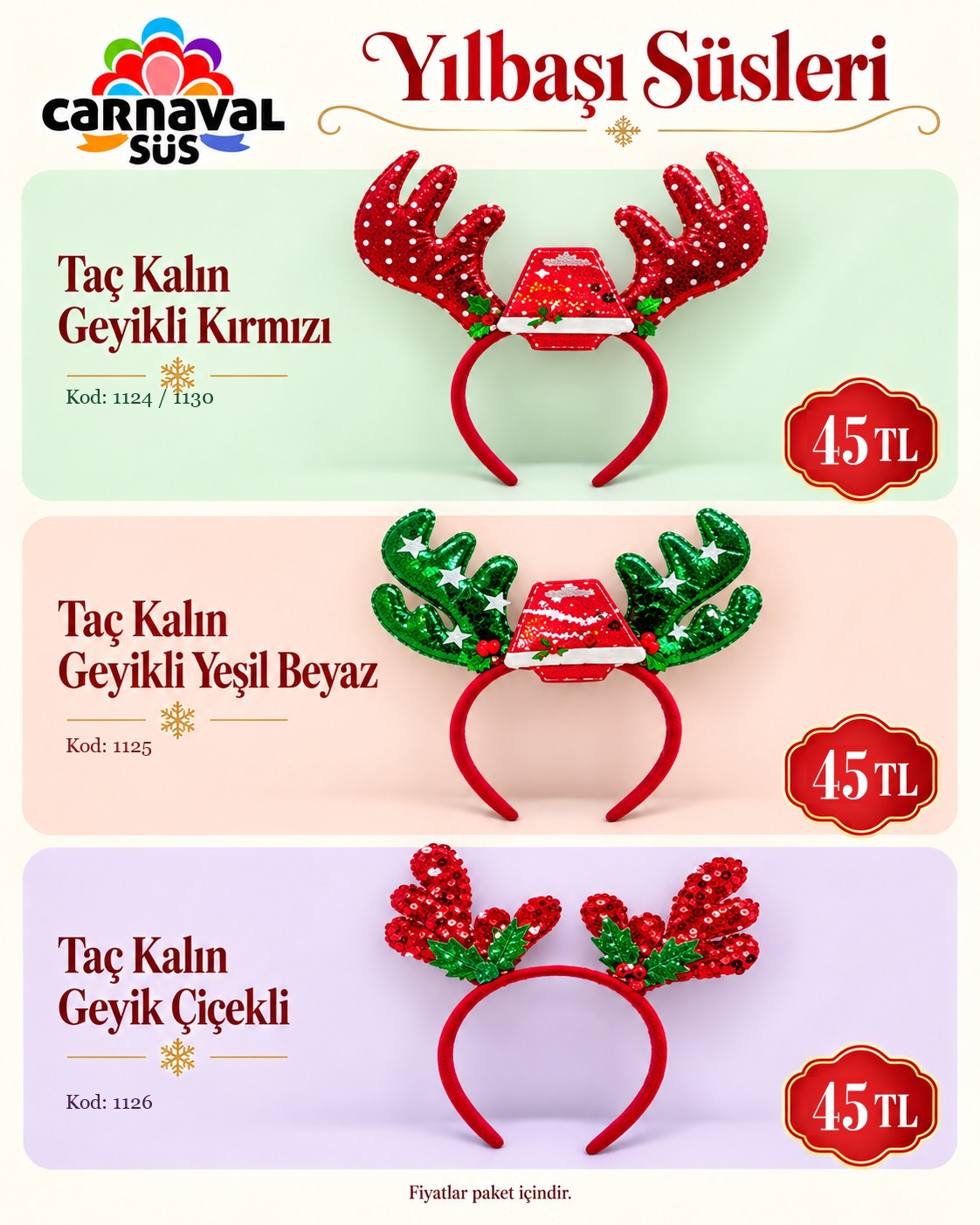 TAÇ KALIN GEYİKLİ KIRMIZI | Kod: 1124 | 45 TL, TAÇ KALIN GEYİKLİ KIRMIZI | Kod: 1130 | 45 TL, TAÇ KALIN GEYİKLİ YEŞİL BEYAZ | Kod: 1125 | 45 TL, TAÇ KALIN GEYİK ÇİÇEKLİ | Kod: 1126 | 45 TL