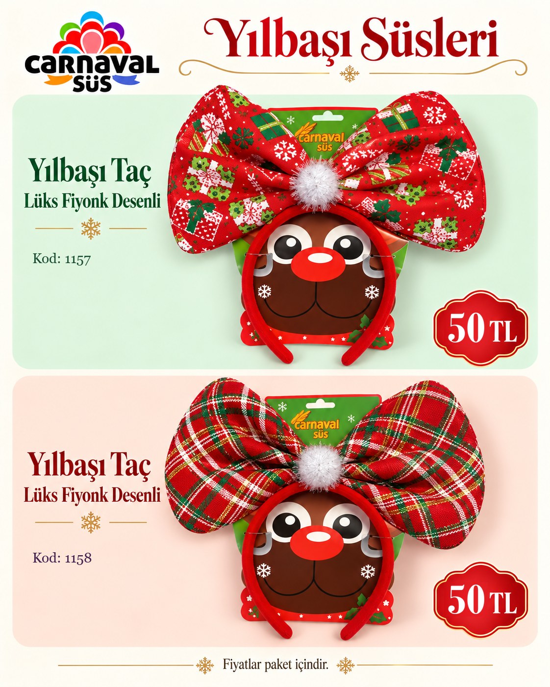 YILBALI TAÇ LÜX FİYONK DESENLİ | Kod: 1157 | 50 TL, YILBAŞI TAÇ LÜX FİYONK DESENLİ | Kod: 1158 | 50 TL