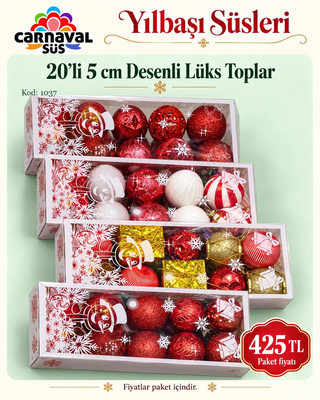 CİCİ 20 Lİ 5 CM DESENLİ LÜX TOPLAR | Kod: 1037 | 425 TL