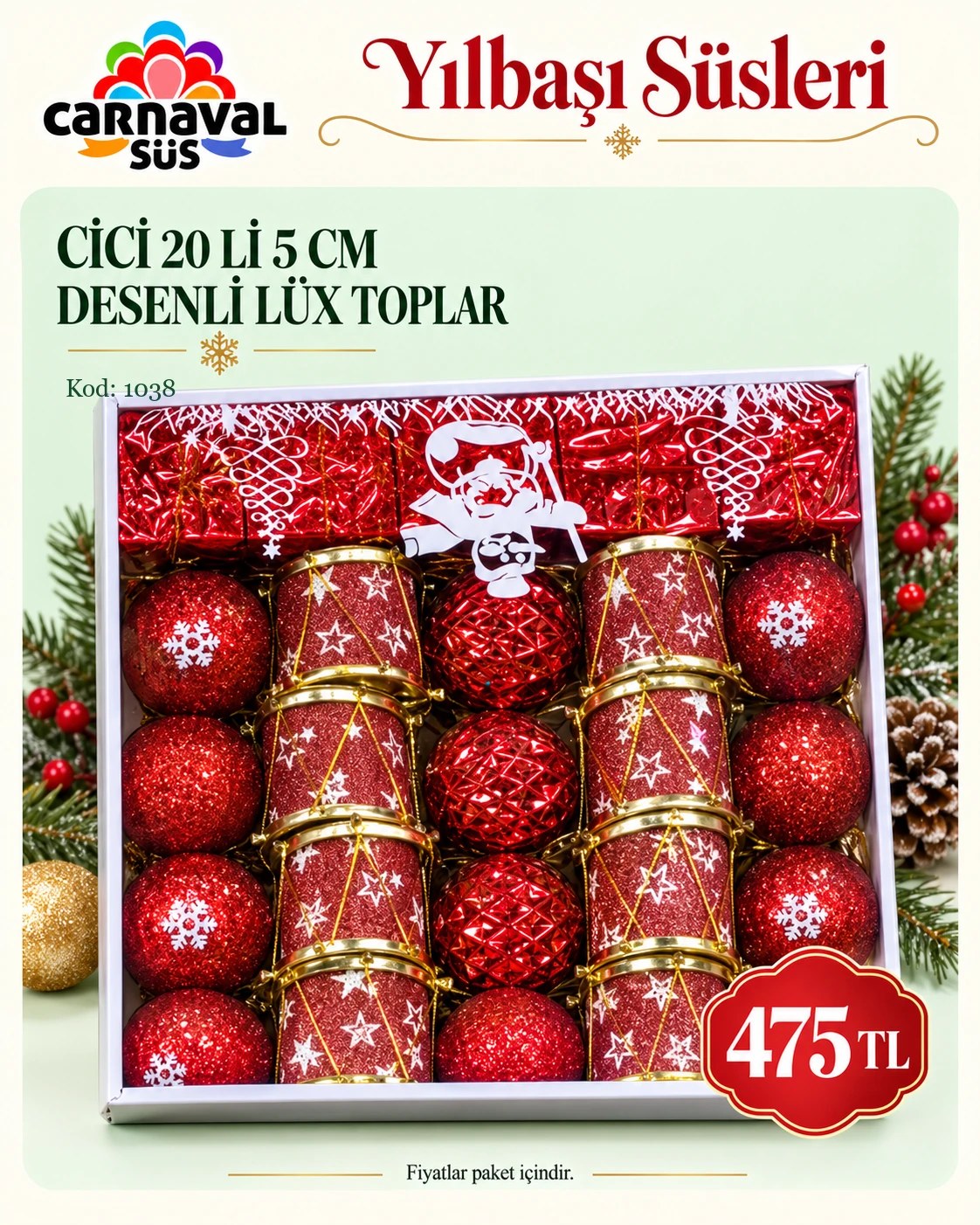 CİCİ 20 Lİ 5 CM DESENLİ LÜX TOPLAR | Kod: 1038 | 475 TL