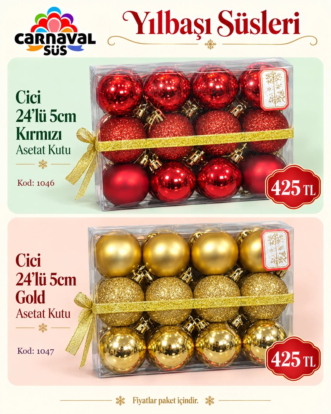 CİCİ 24 LÜ 5cm KIRMIZI ASETAT KUTU | Kod: 1046 | 425 TL, CİCİ 24 LÜ 5cm GOLD ASETAT KUTU | Kod: 1047 | 425 TL