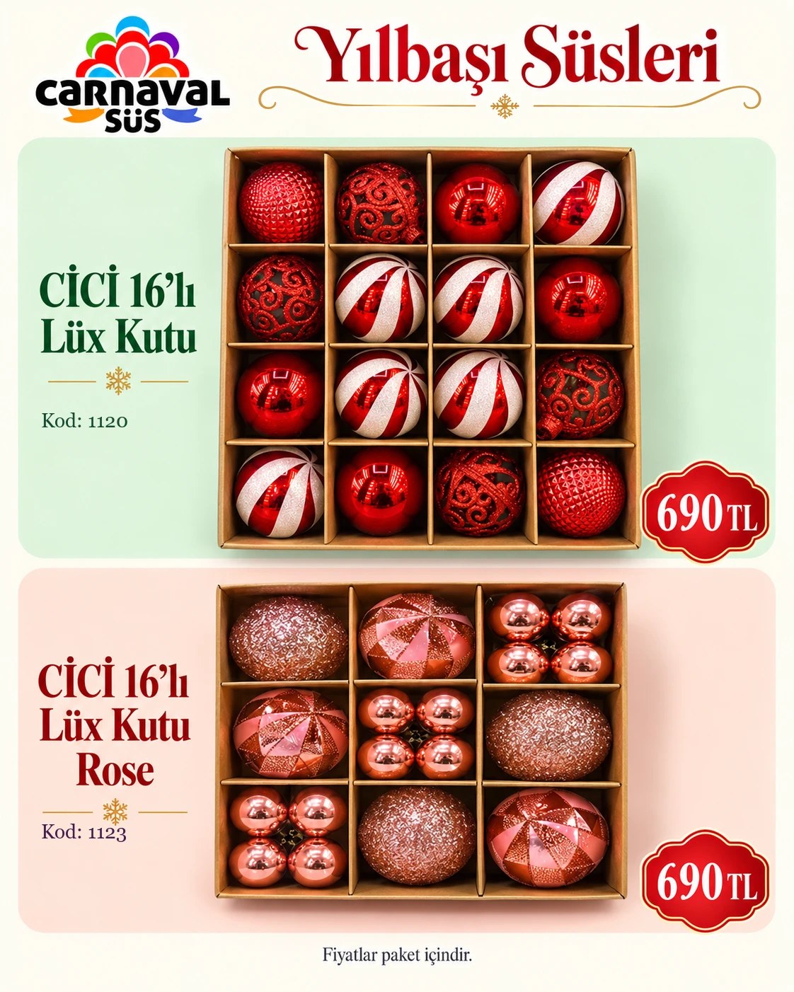 CİCİ 16 LI LÜX KUTU | Kod: 1120 | 690 TL, CİCİ 16 LI LÜX KUTU ROSE | Kod: 1123 | 690 TL