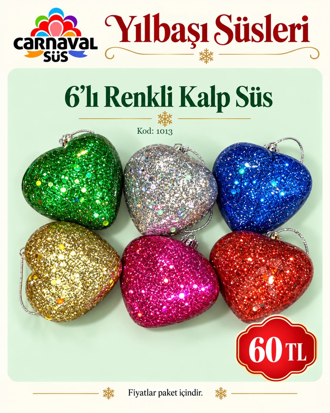 CİCİ 6 LI RENKLİ KALP | Kod: 1013 | 60 TL